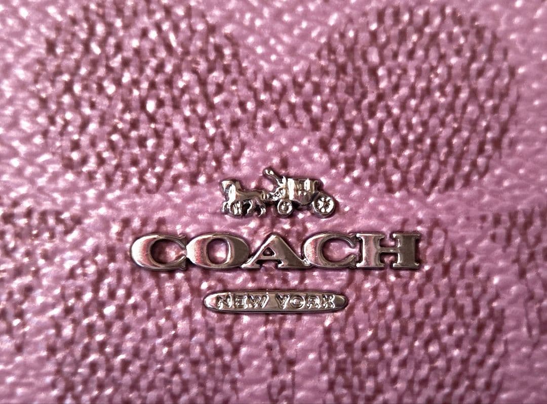 コーチ　ケース　小銭入れ　シグネチャー　限定品　キーリング　ピンク