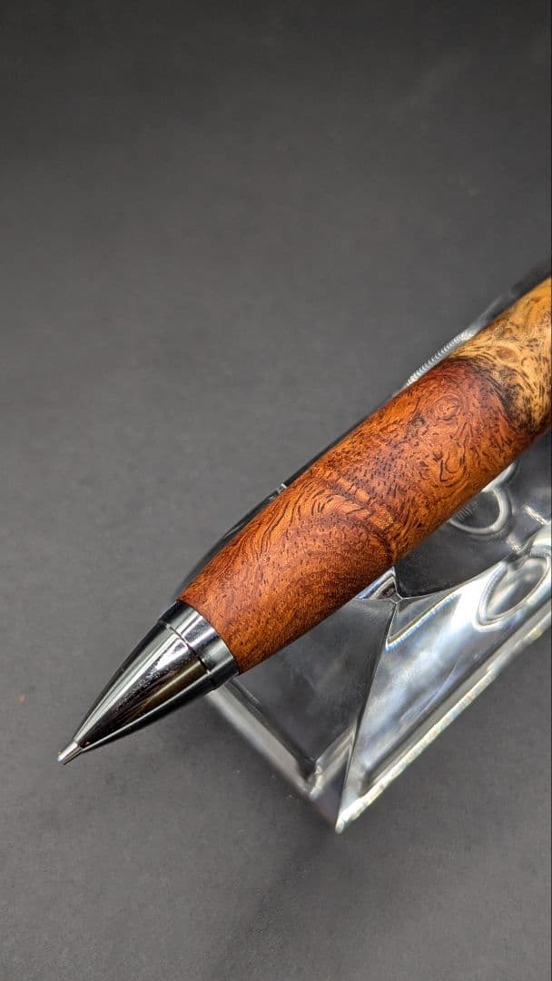 239ペン工房翌檜　花梨　源平　紅白　瘤杢　木軸シャーペン　木軸ボールペン