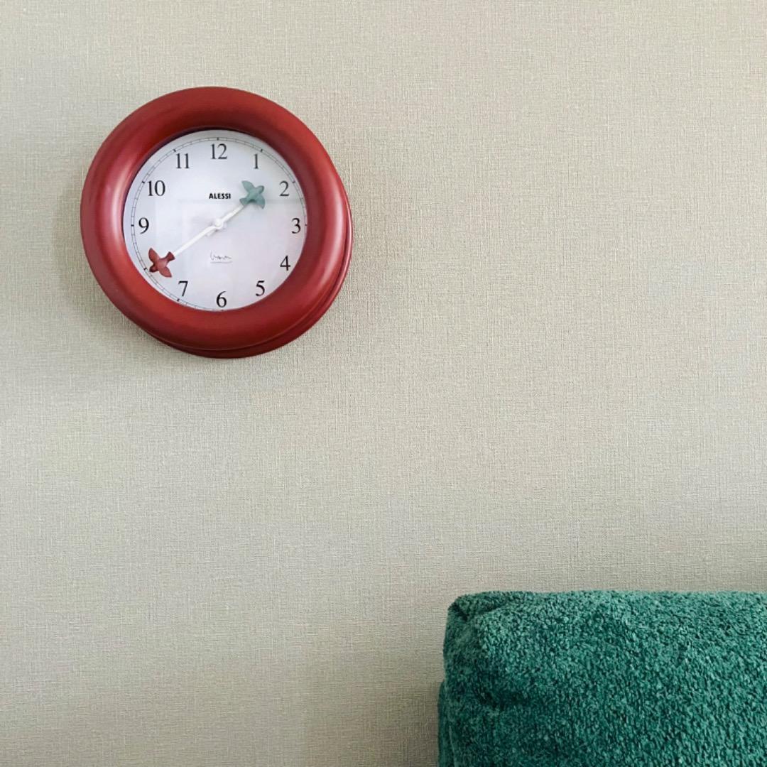 ALESSI キッチンクロック 壁掛け時計 ポストモダン ワインレッド