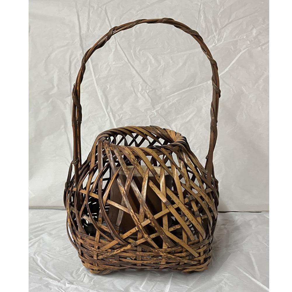 y053 竹花籠 在銘 花籠 竹籠 花入 宗全籠 竹花入 竹工芸 茶道具