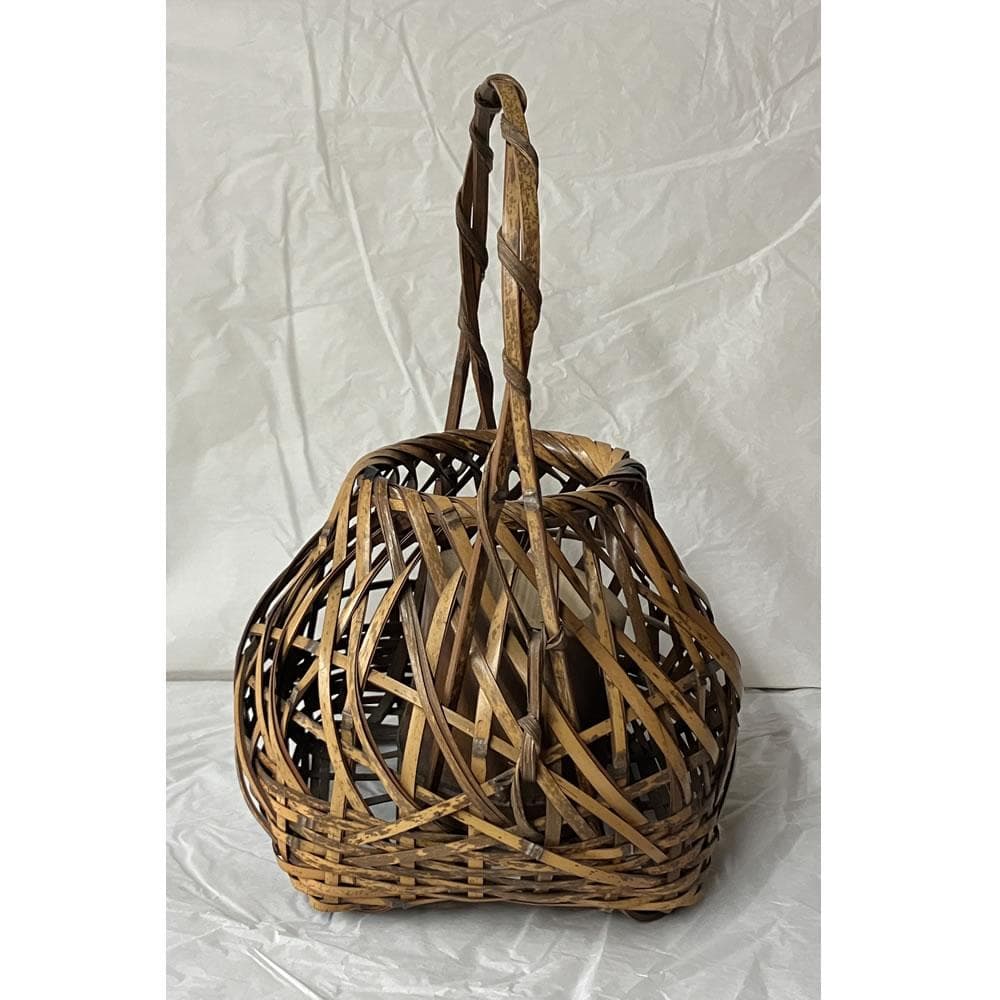 y053 竹花籠 在銘 花籠 竹籠 花入 宗全籠 竹花入 竹工芸 茶道具