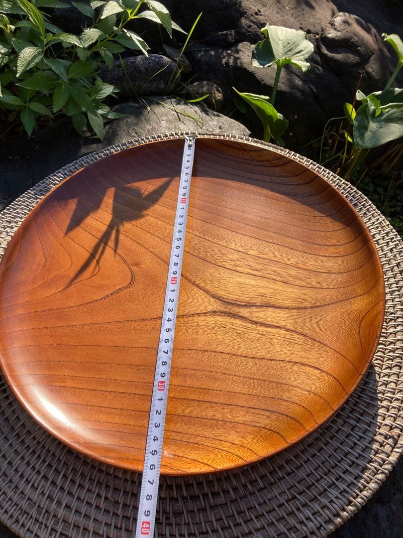 京都　漆塗り　木製 楕円形 盆 波模様