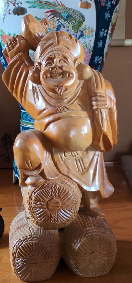 木製 笑顔の大黒像