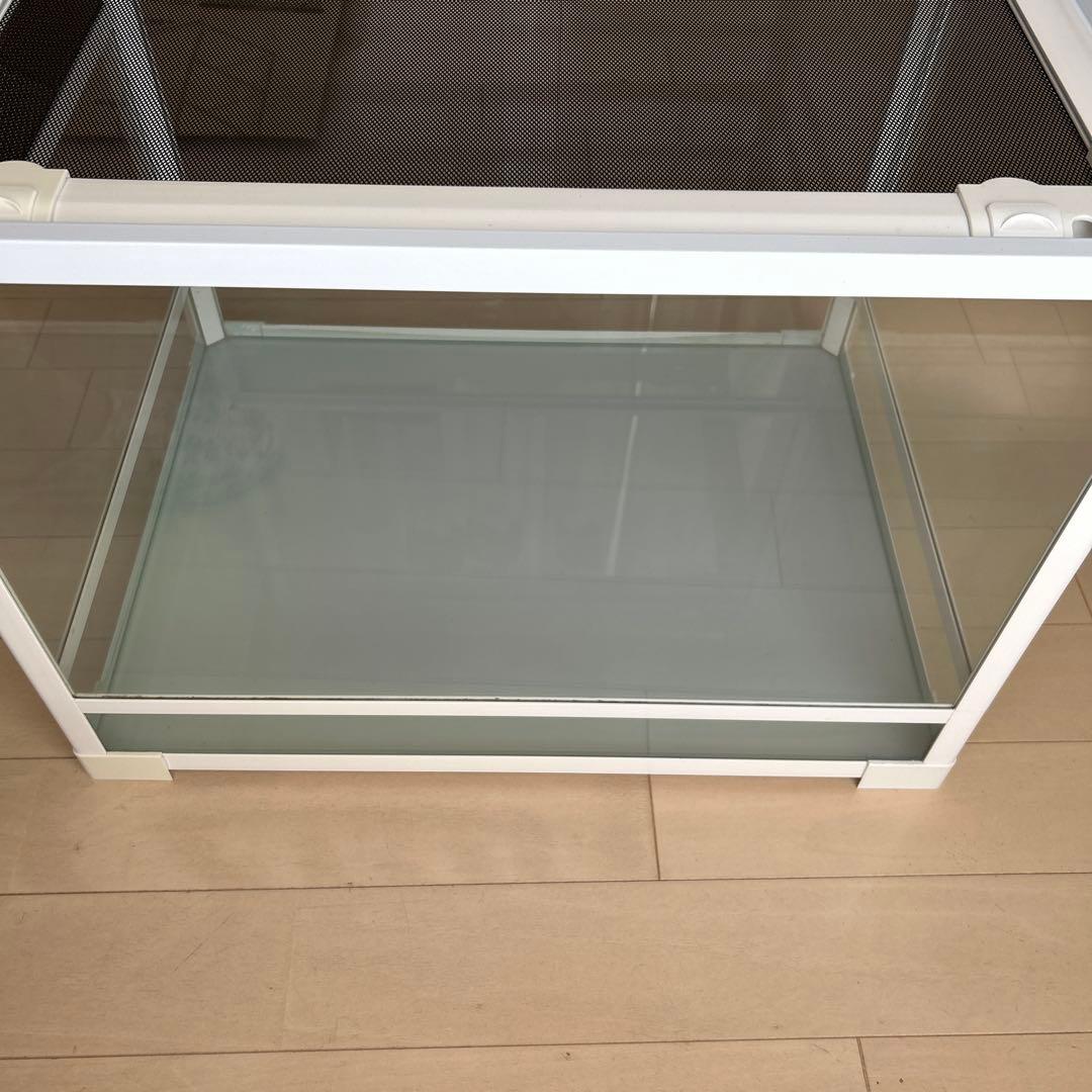 爬虫類飼育ケージ　ガラス製の飼育ケージ、メッシュ蓋付き　流木のおまけ付き❗️