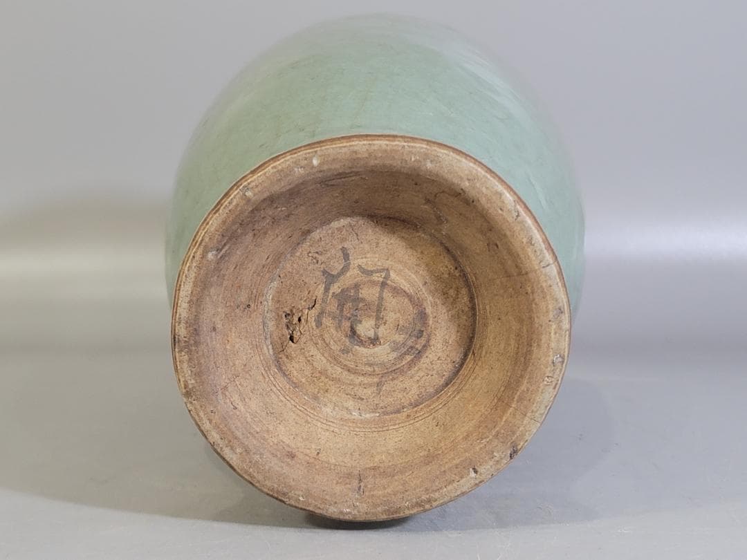 古美術 中国 七官青磁 纏枝蓮花紋 花瓶 茶道具伝来