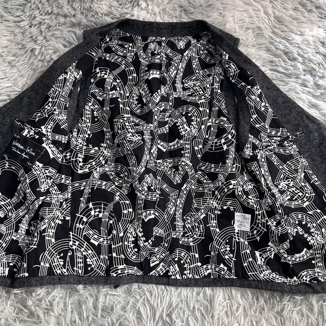 m6376【ナンバーナイン】ジレ ベスト 音符柄 3サイズ 日本製 ボイル生地