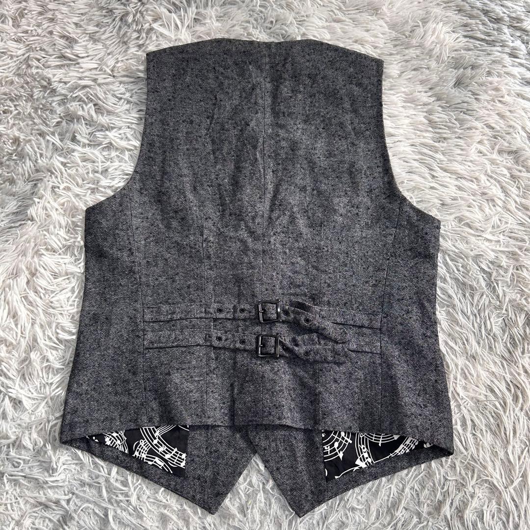 m6376【ナンバーナイン】ジレ ベスト 音符柄 3サイズ 日本製 ボイル生地