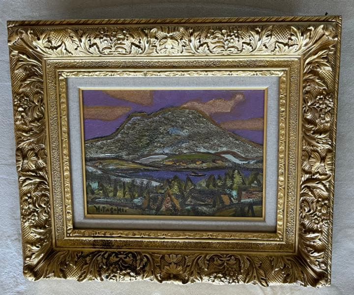 文化勲章　田崎広助「浅間山」油彩4号　真筆　真作