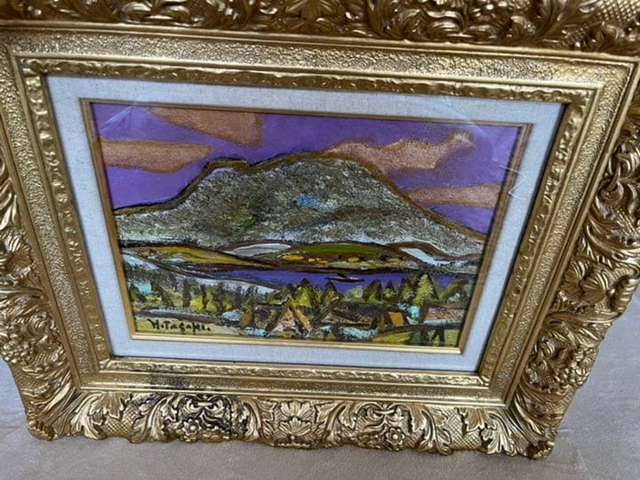 文化勲章　田崎広助「浅間山」油彩4号　真筆　真作