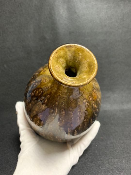 中島卓　灰釉 花器　飛鳥窯