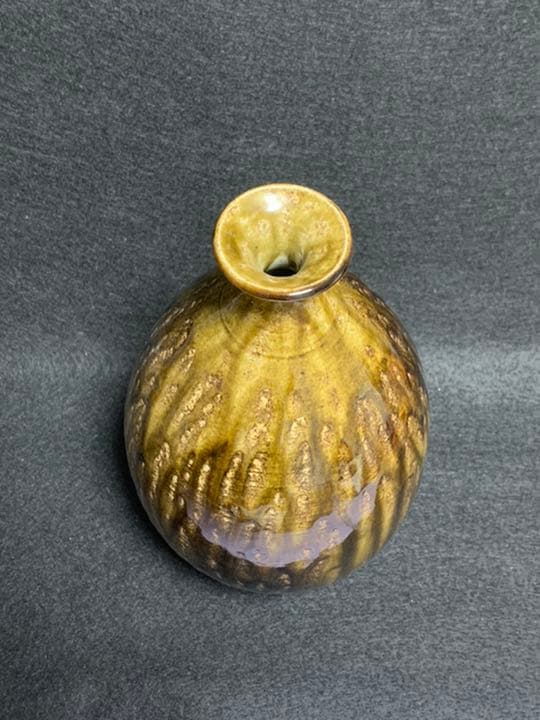 中島卓　灰釉 花器　飛鳥窯