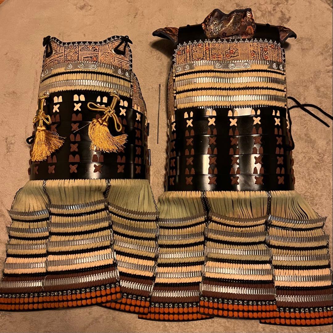 【希少•未着用】萌黄色（緑）縅糸 鉄地黒胴当世具足 【甲冑 等身大】 鎧 一式