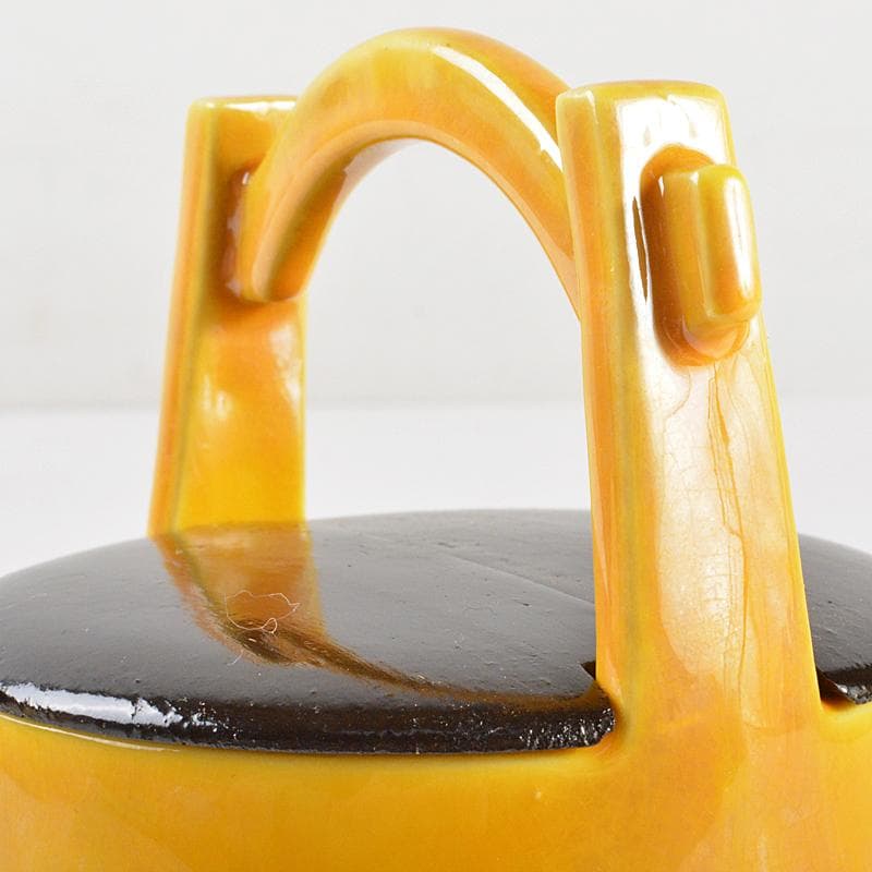 茶道具　京焼　手塚祥堂造　黄交趾　手桶茶入　共箱　M　R5787