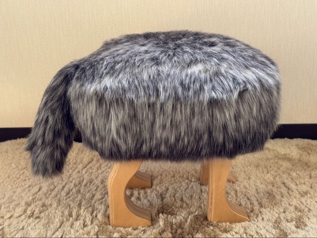 匠工芸 アニマル スツール ウルフグレー ミックス S オットマン STOOL
