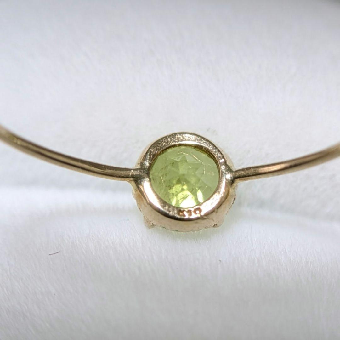 k10 華奢リング　ペリドット　ラウンド4ミリ　11号　ブルーオパールおまけつき
