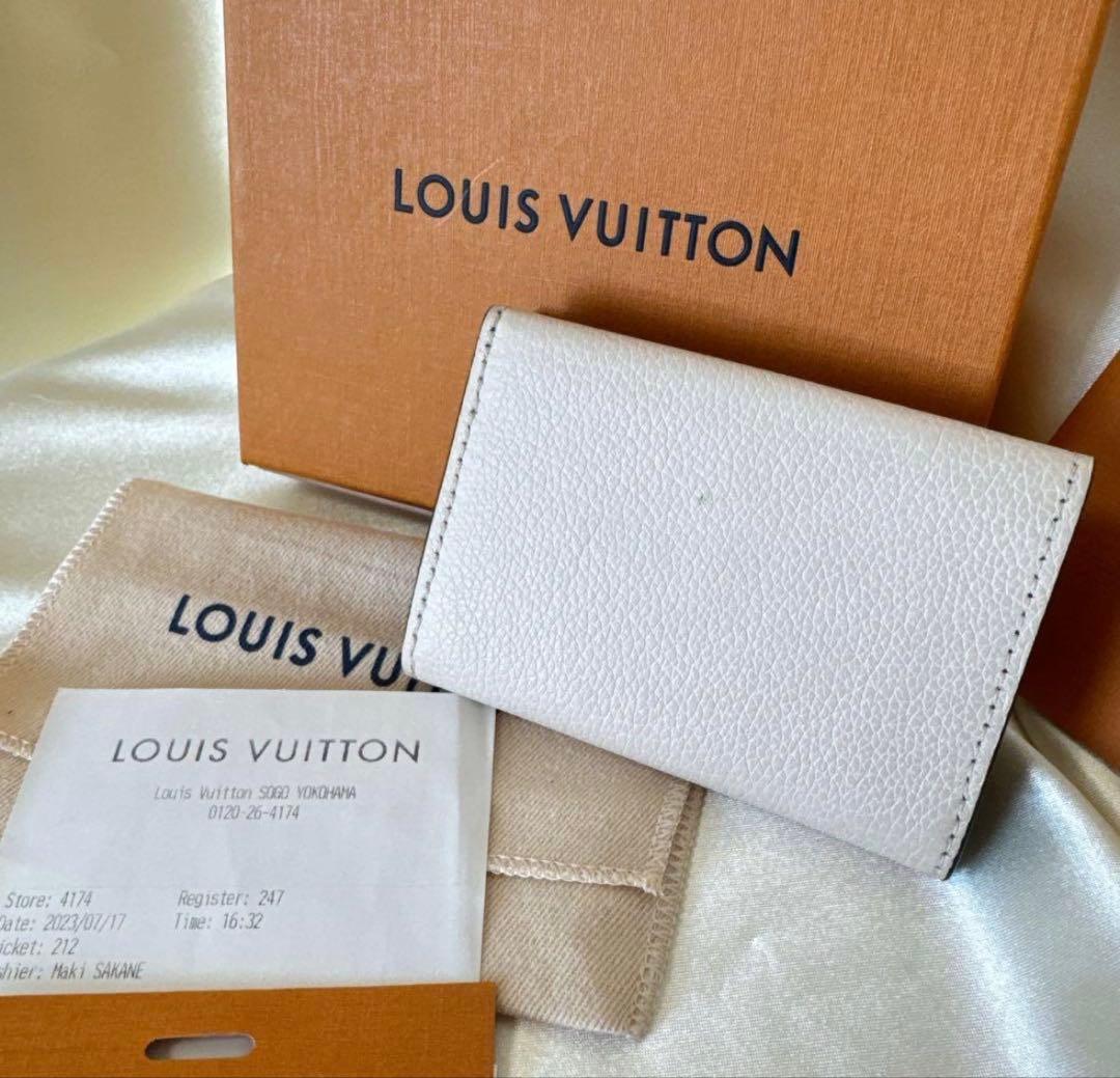 ロックミニ/LOUIS VUITTON 三つ折り財布アイボリーミニ財布