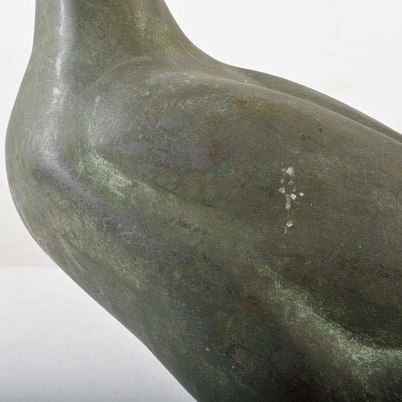 彫刻家　石崎秀峰作　青銅　家鴨　置物　重さ約5.3kg　Y　R5824B