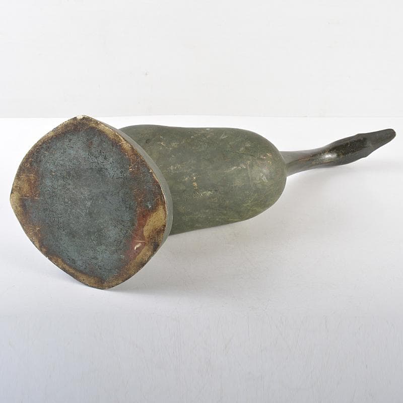 彫刻家　石崎秀峰作　青銅　家鴨　置物　重さ約5.3kg　Y　R5824B