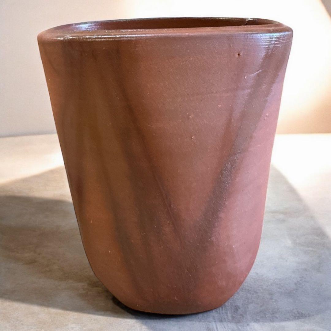 お値下げしました【吉本　正】作　赤土色 陶器 花器 木箱付き