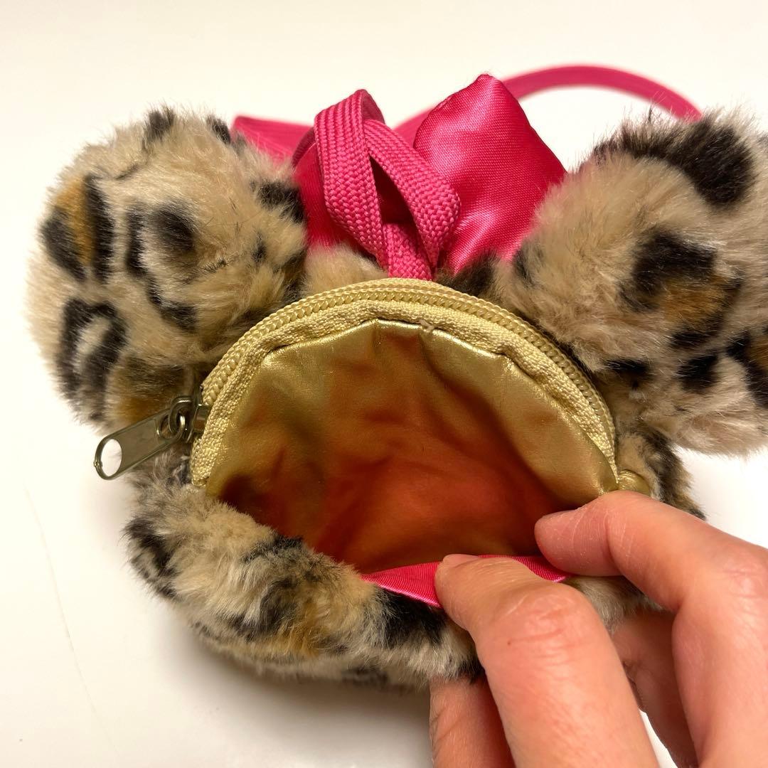 ☆ディズニー☆ミニーマウス　ヒョウ柄カチューシャ&ポシェット