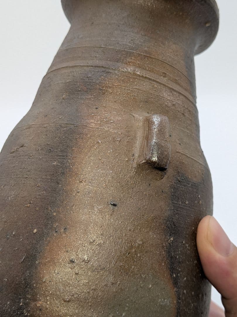 岡山県重要無形文化財 藤原建 備前焼 花入 合箱合布 花瓶 花器 フラワーベース