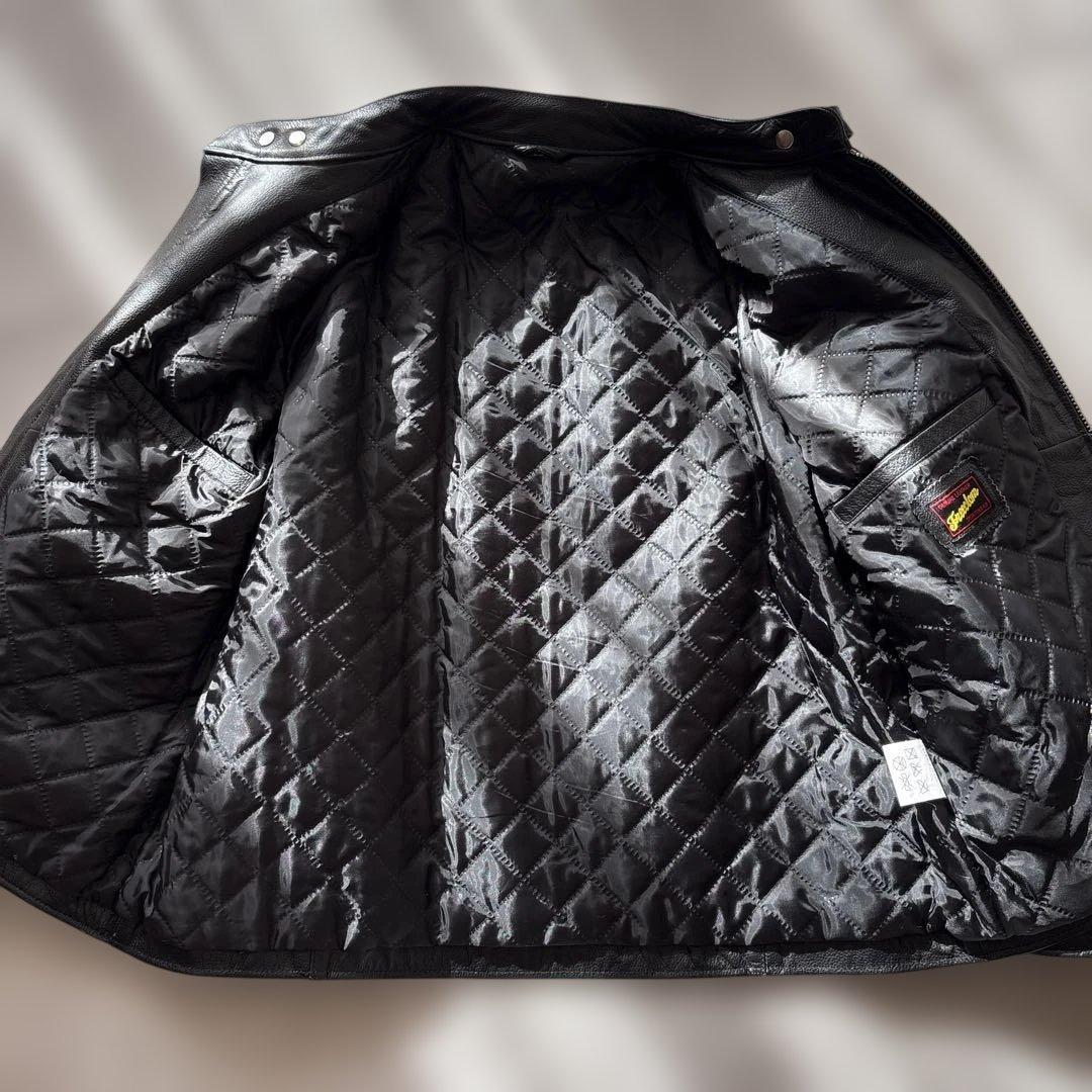 【ビックサイズ】美品　フリーダム　シングルライダースXL 黒　水牛革　ノーカラー