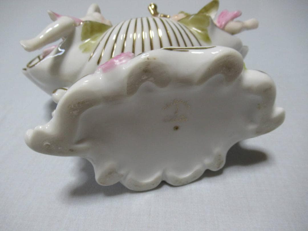 '47年頃日本製輸出品◆磁器製瀬戸ノベルティ CHIKUSA『天使と貝と花』置物