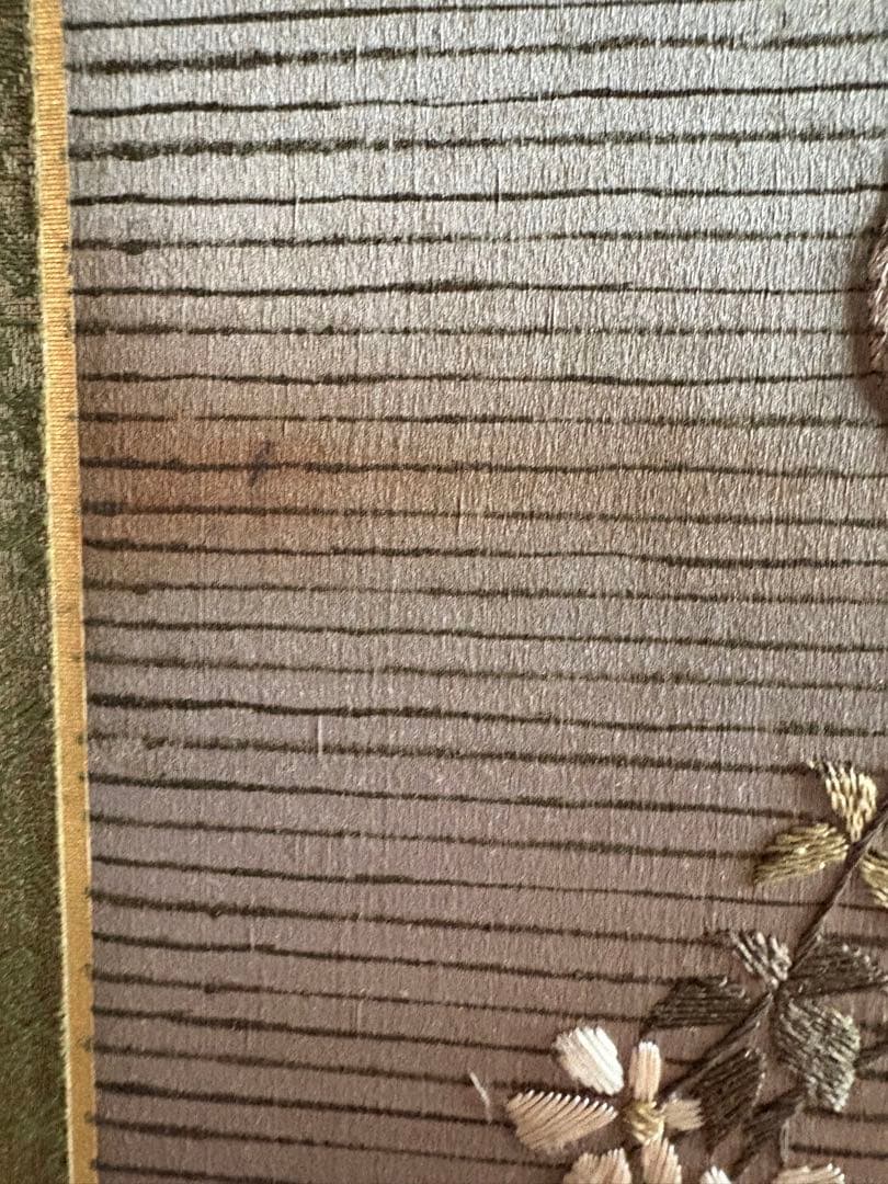 刺繍　屏風　花鳥画