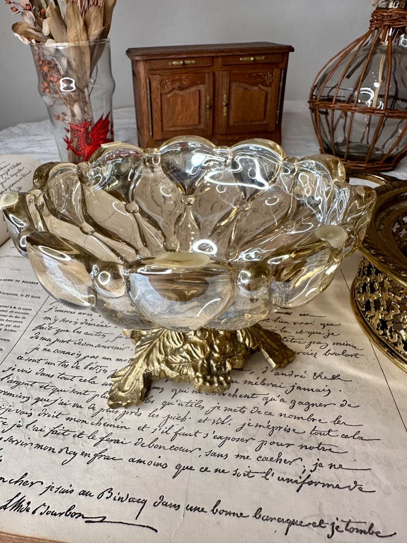 フランス ヴィンテージ ガラス コンポート