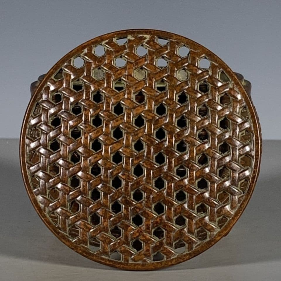 銅製 竹筐香炉 香道具 茶道具 装飾品 工芸品 置物