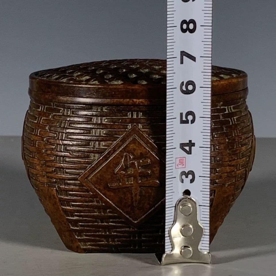 銅製 竹筐香炉 香道具 茶道具 装飾品 工芸品 置物