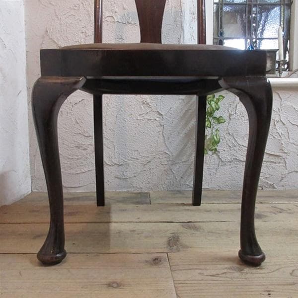 イギリス アンティーク 家具 クイーンアンチェア 猫脚 椅子 英国 4112e