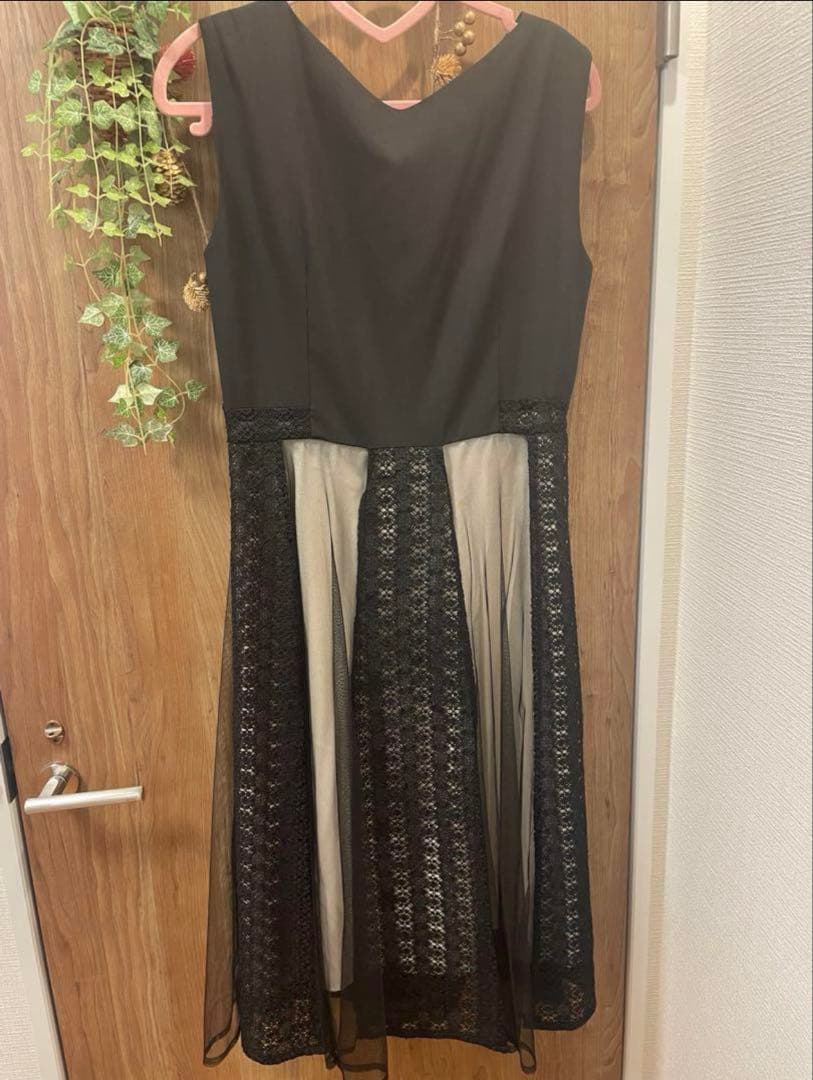 ドレス　結婚式　２点セット　大きいサイズ　ブラック　レース　3L 4L フリル