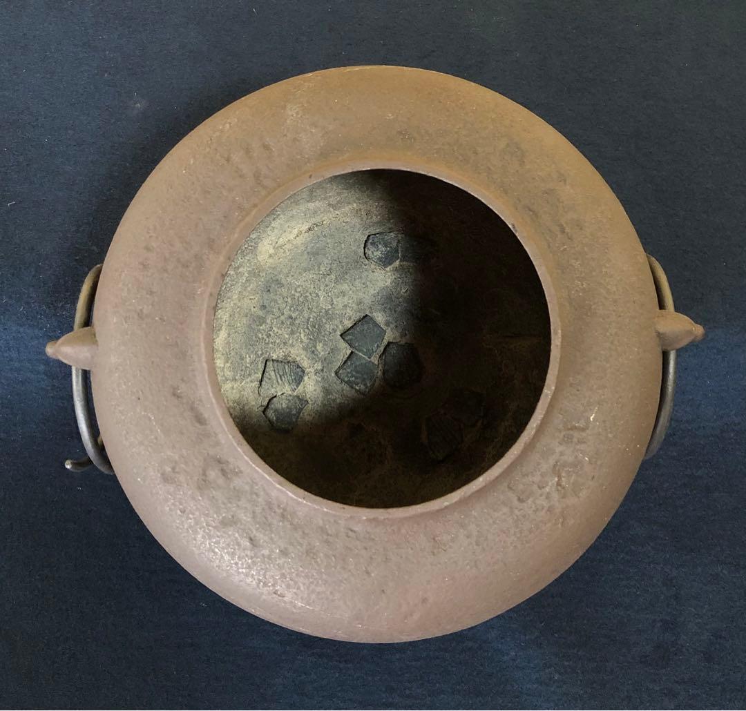 割引❗️《R》鋳銅 鬼面風炉 釜添 釜師畠春斎/風炉師寛 共箱　250716E3