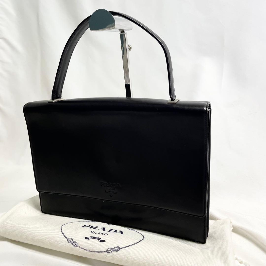 プラダ ロゴ レザー ハンド バッグ フラップ ワンハンドル　多機能　大容量