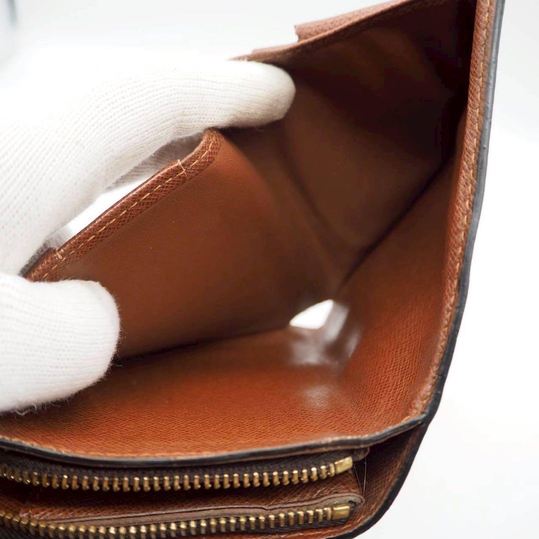 ルイヴィトン モノグラム コンパクトジップ 二つ折り財布 ブラウン