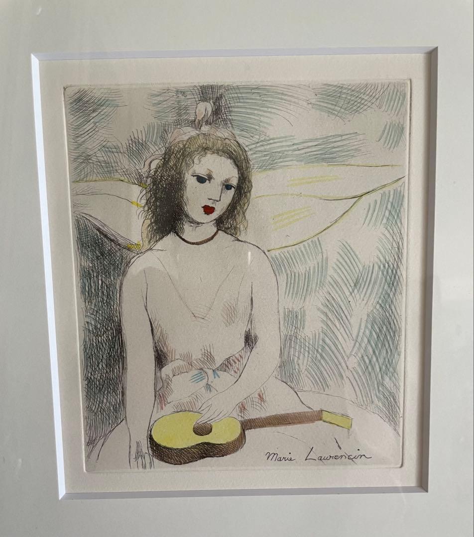 大丸梅田店にて購入　マリー・ローランサン「ギターを持つ少女」　【リトグラフ】