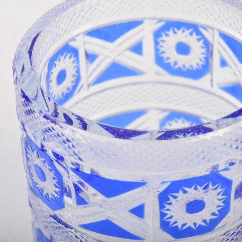 茶道具　硝子工芸　星野工房　義山　切子　蓋置　共箱　C　9072