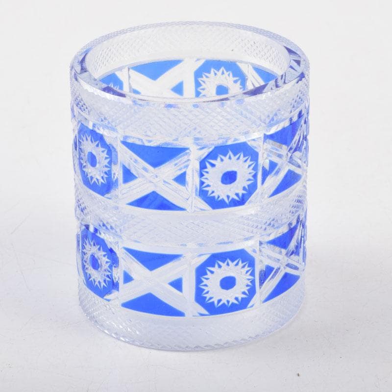 茶道具　硝子工芸　星野工房　義山　切子　蓋置　共箱　C　9072