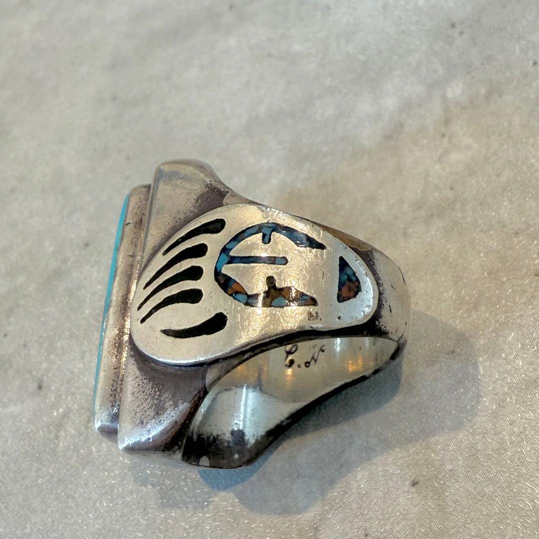 IndianJewelry ビッグターコイズ ベアクロー シルバーリング ナバホ