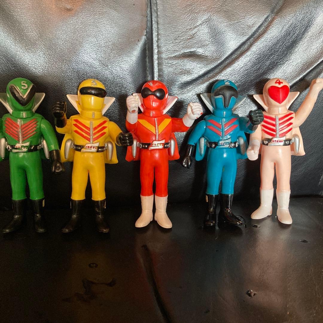 ゴレンジャー　ソフビ　5体　セット　レア　約13センチ　レトロ　当時物