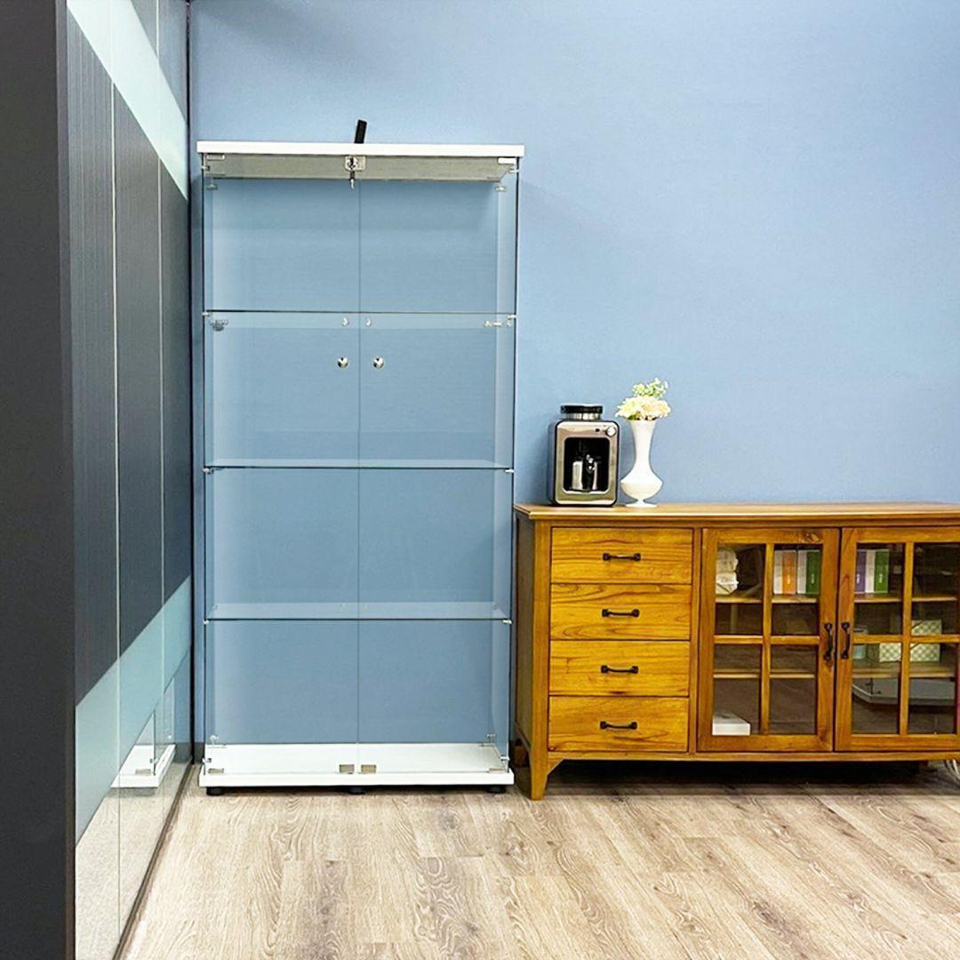 ガラスケース 4段両扉 コレクション フィギュア 棚 ショーケース 白 2001