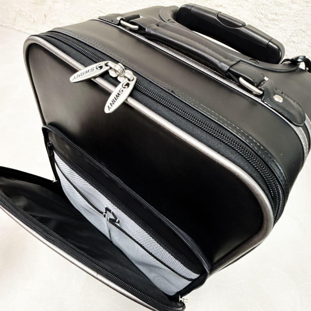 美品✨ SWANY　本革 レザー　機内持込　ビジネス キャリーケース　南京錠つき