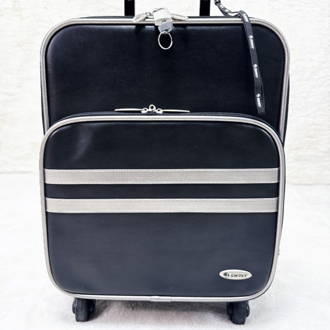 美品✨ SWANY　本革 レザー　機内持込　ビジネス キャリーケース　南京錠つき