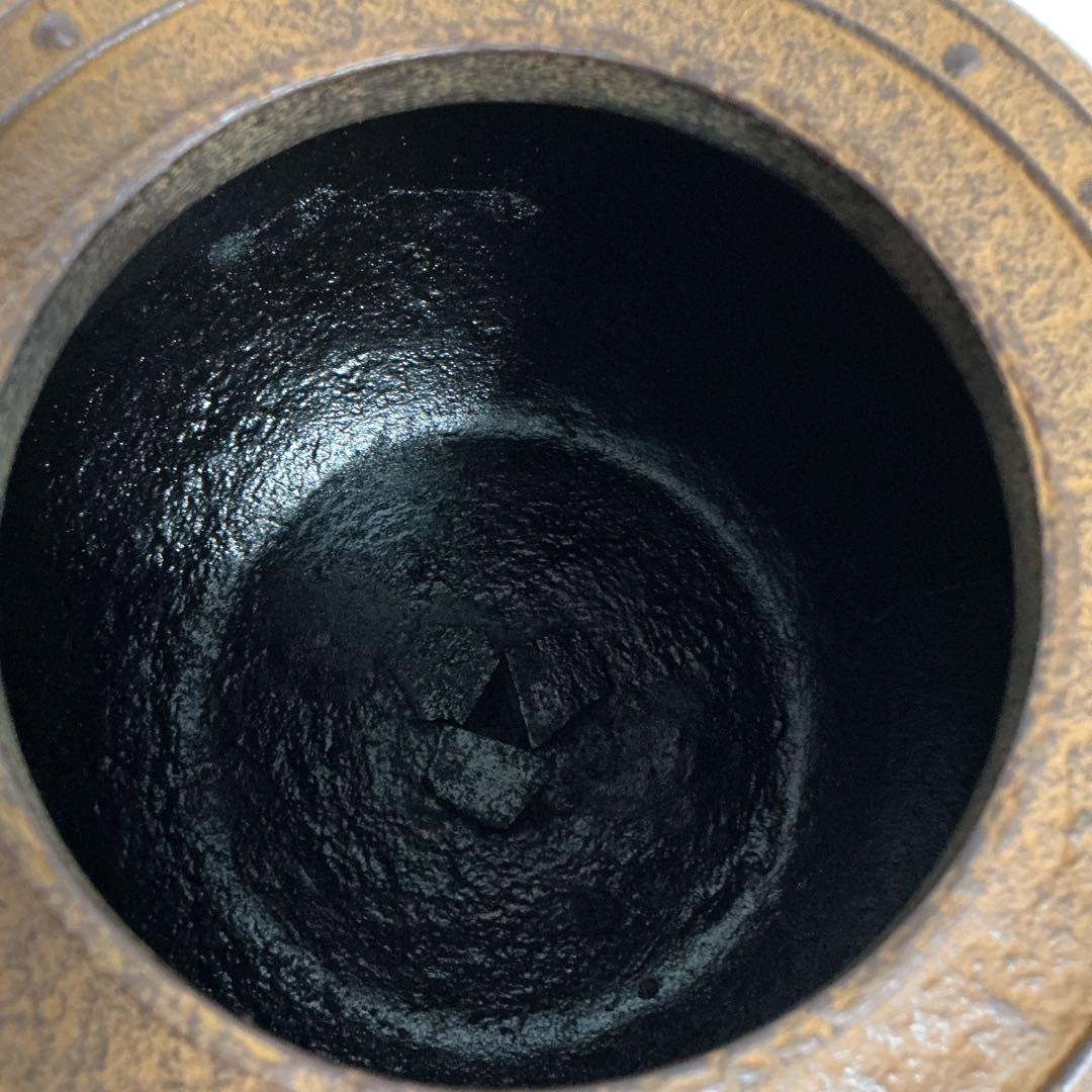【新品未使用】茶釜 蓋付き 陶器製 茶色
