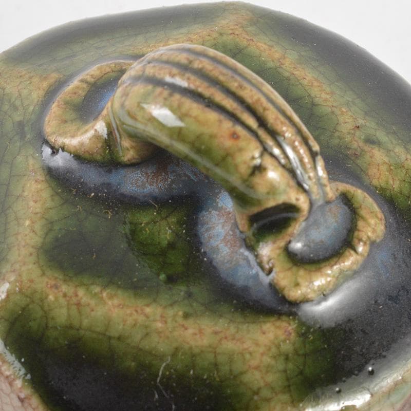 茶道具　織部焼　はじき織部　香合　極め箱　V　R5258