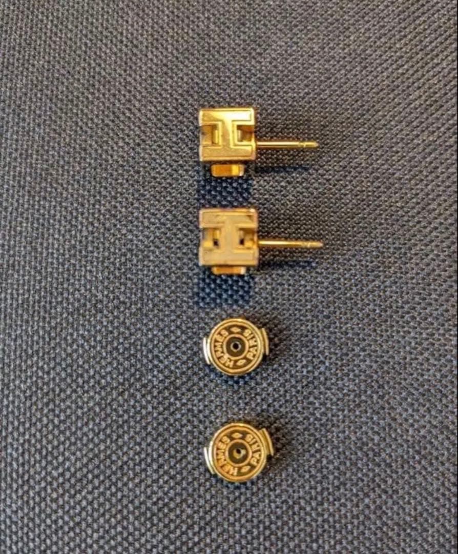 ※訳あり※HERMES☆エルメスピアス　カージュドアッシュ　キューブ　ゴールド