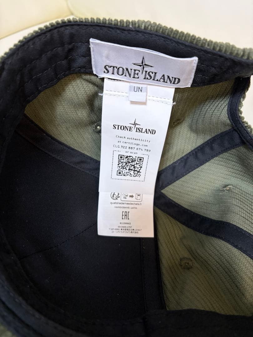 STONE  コーデュロイキャップ オリーブグリーン