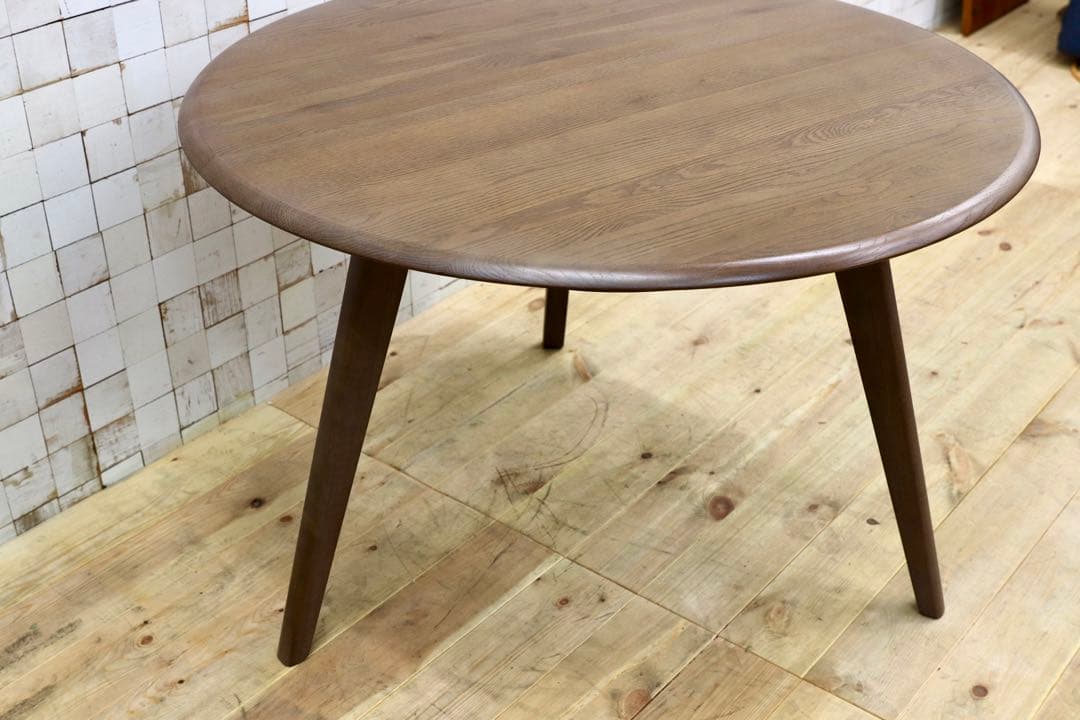 GMHK787○大川家具 東馬 オーク無垢 ラウンドダイニングテーブル