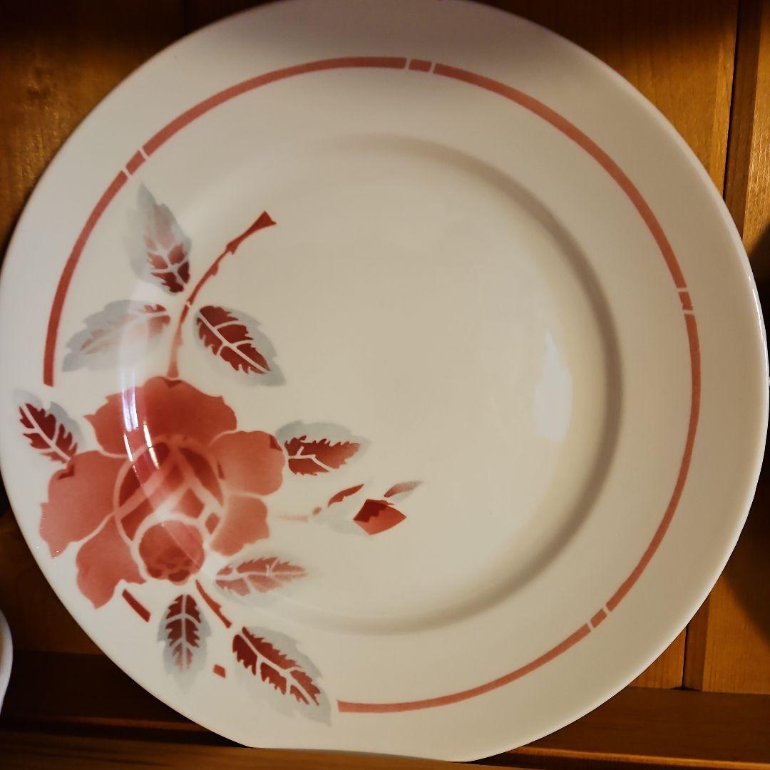 ローズ柄プレート 4枚セット ムーラン・デ・ルー製　フランス蚤の市　美品